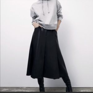 Zara Faux Leather Midi Skirt Sz M